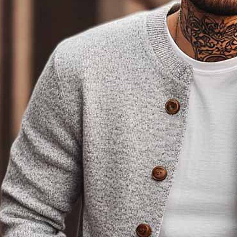 Round-Neck Chest Pocket Cardigan
