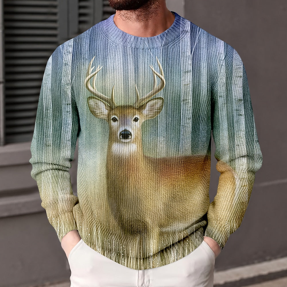 Winter Deer Portrait Sweater