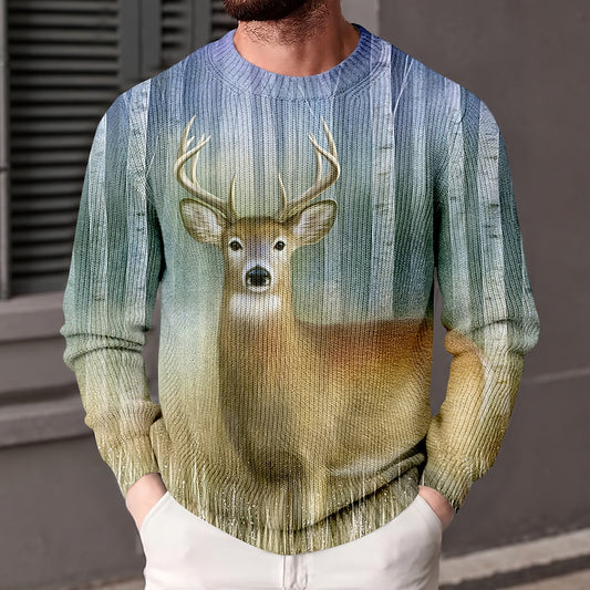Winter Deer Portrait Sweater