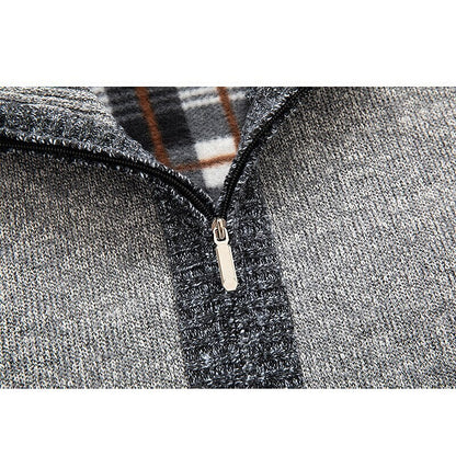 Contrast Trim Stand-Collar Cardigan
