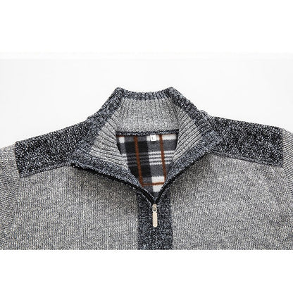 Contrast Trim Stand-Collar Cardigan