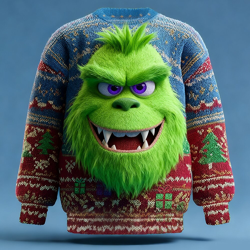 Fanged Green Creature Christmas Sweater