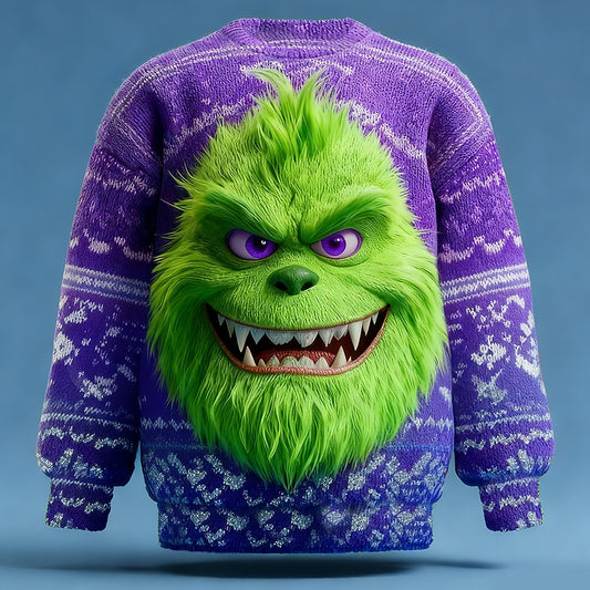 Fanged Green Creature Christmas Sweater