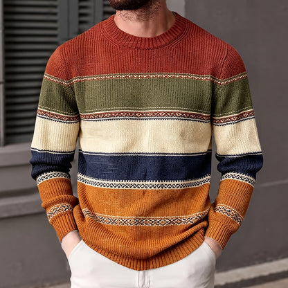 Earth Tone Border Stripe Sweater