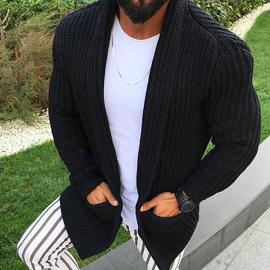 Vertical Rib Pocket Cardigan