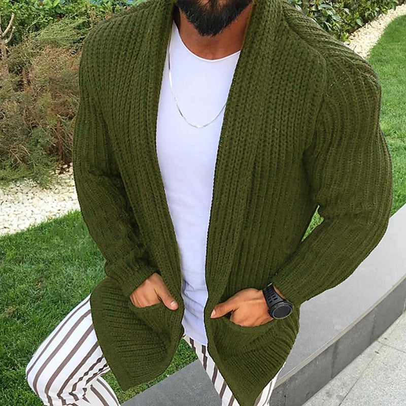 Vertical Rib Pocket Cardigan