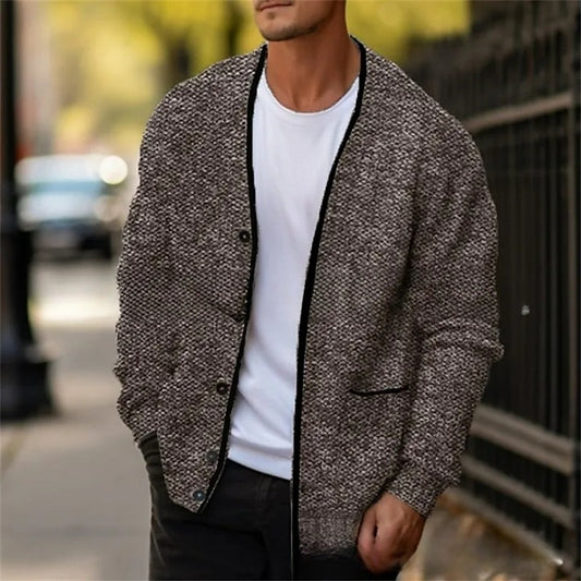 Speckled V-Neck Button Cardigan