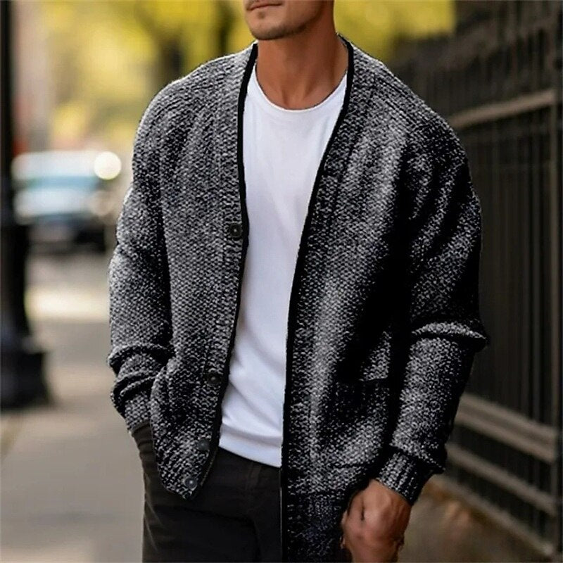 Speckled V-Neck Button Cardigan