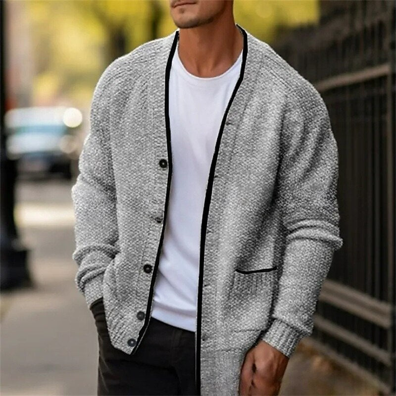 Speckled V-Neck Button Cardigan