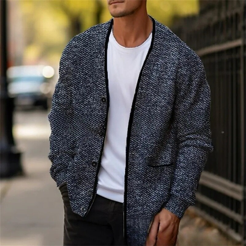 Speckled V-Neck Button Cardigan