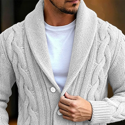Flowing Cable Shawl-Collar Cardigan