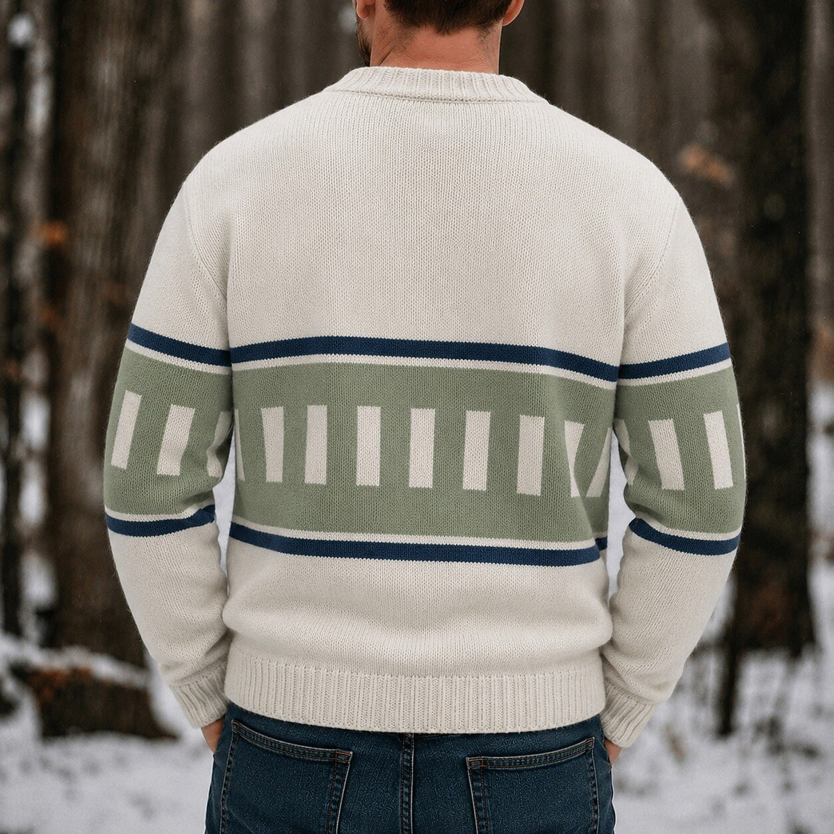 Ladder Band V-Neck Cardigan