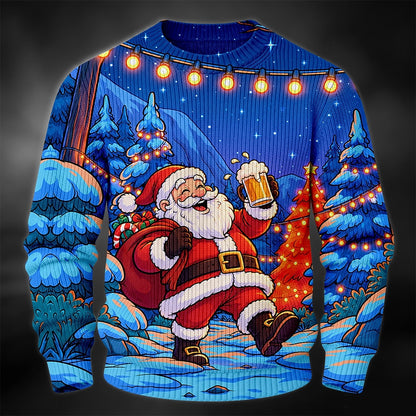 Ice Skating Santa Christmas Sweater