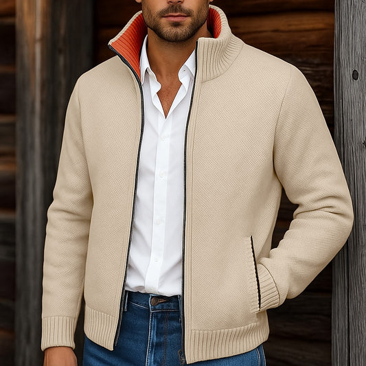 Contrast Pocket Zip Cardigan
