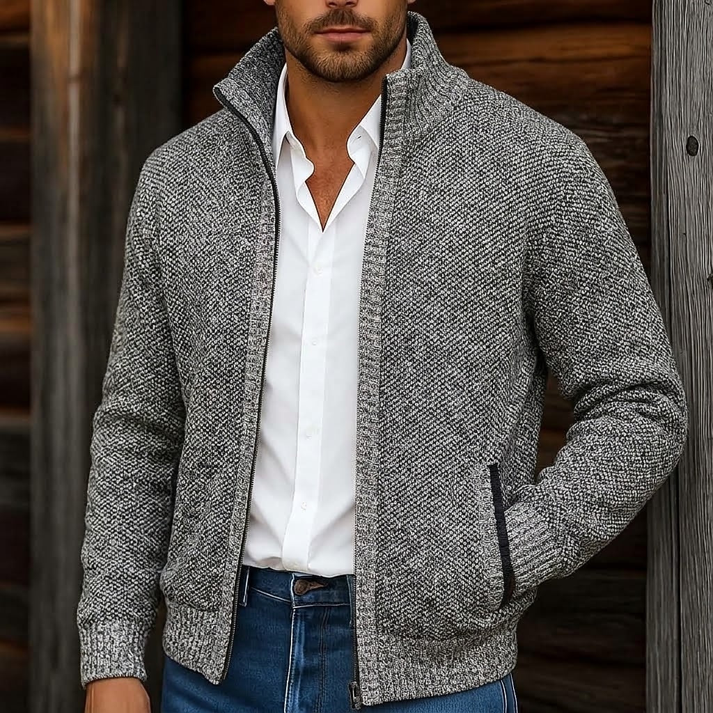 Contrast Pocket Zip Cardigan