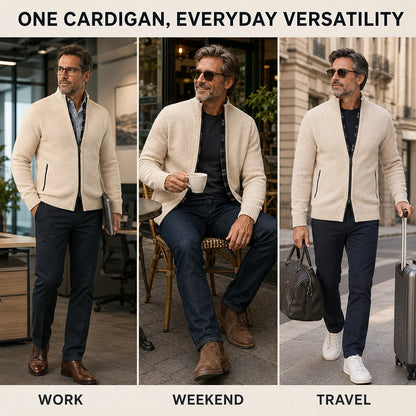 Contrast Pocket Zip Cardigan