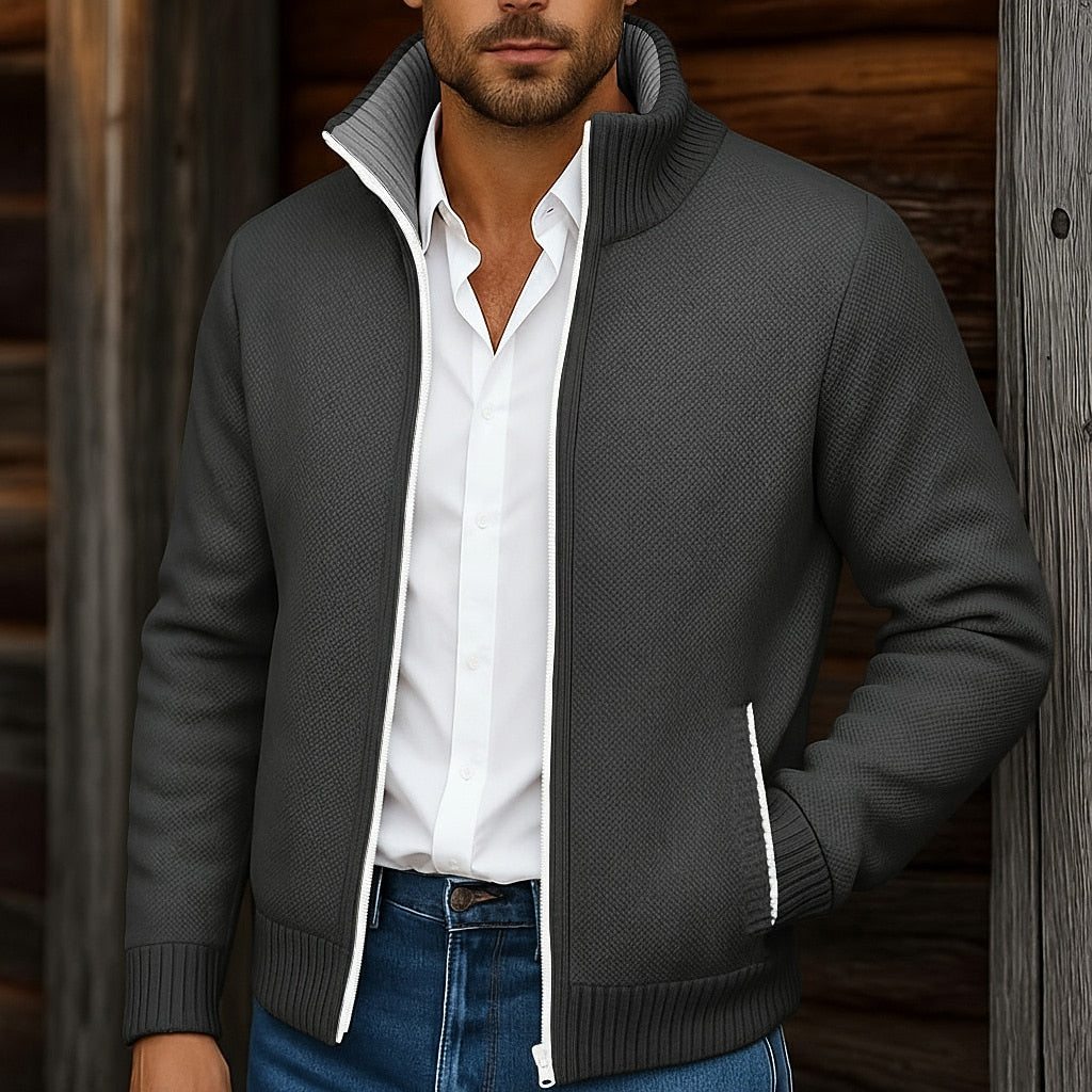 Contrast Pocket Zip Cardigan