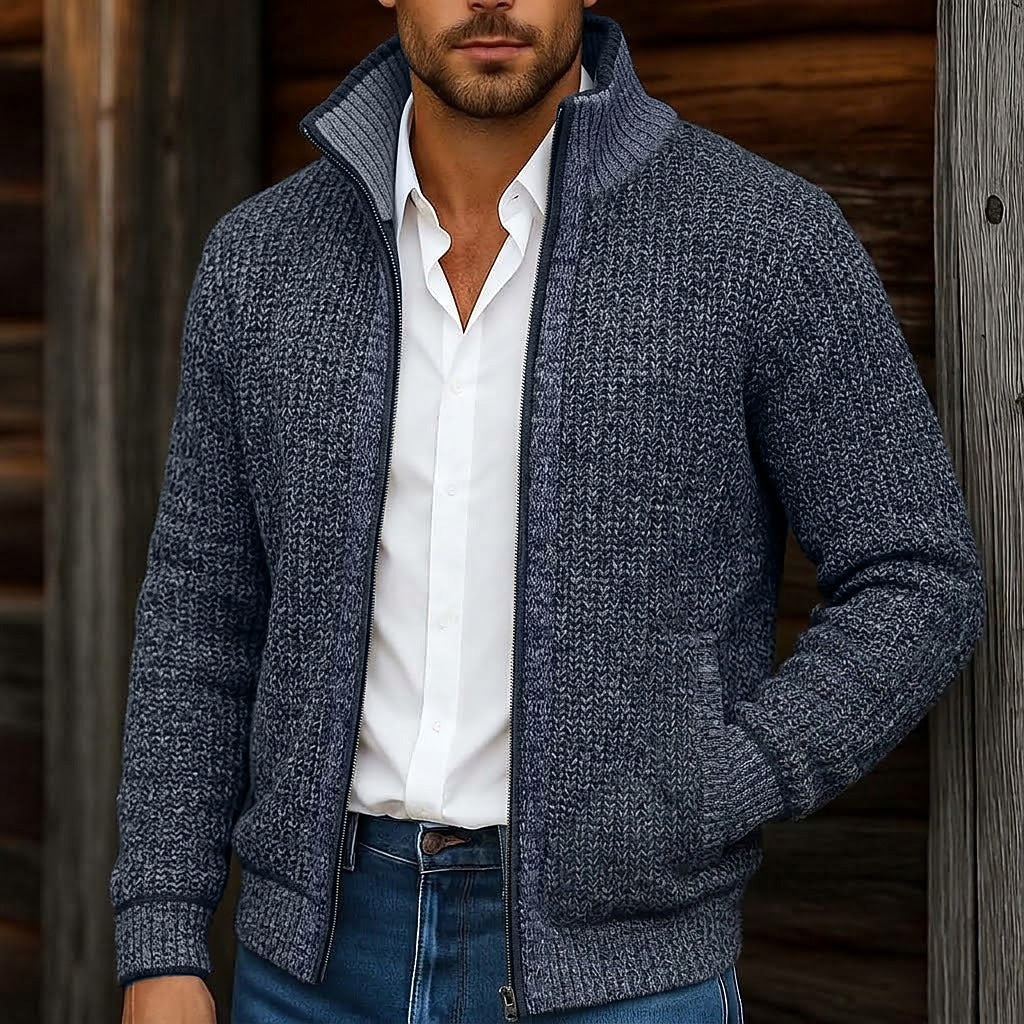 Contrast Pocket Zip Cardigan
