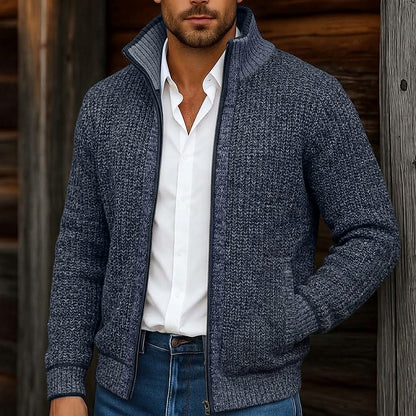 Contrast Pocket Zip Cardigan