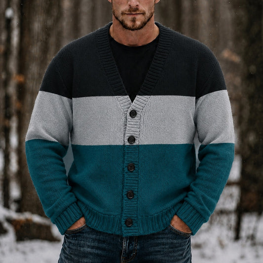 Triple Band V-Neck Cardigan