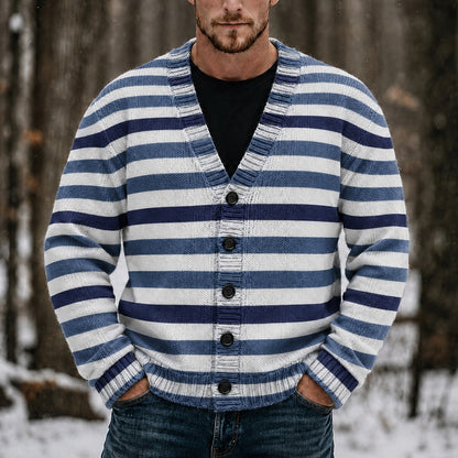 Coastal Stripe V-Neck Cardigan