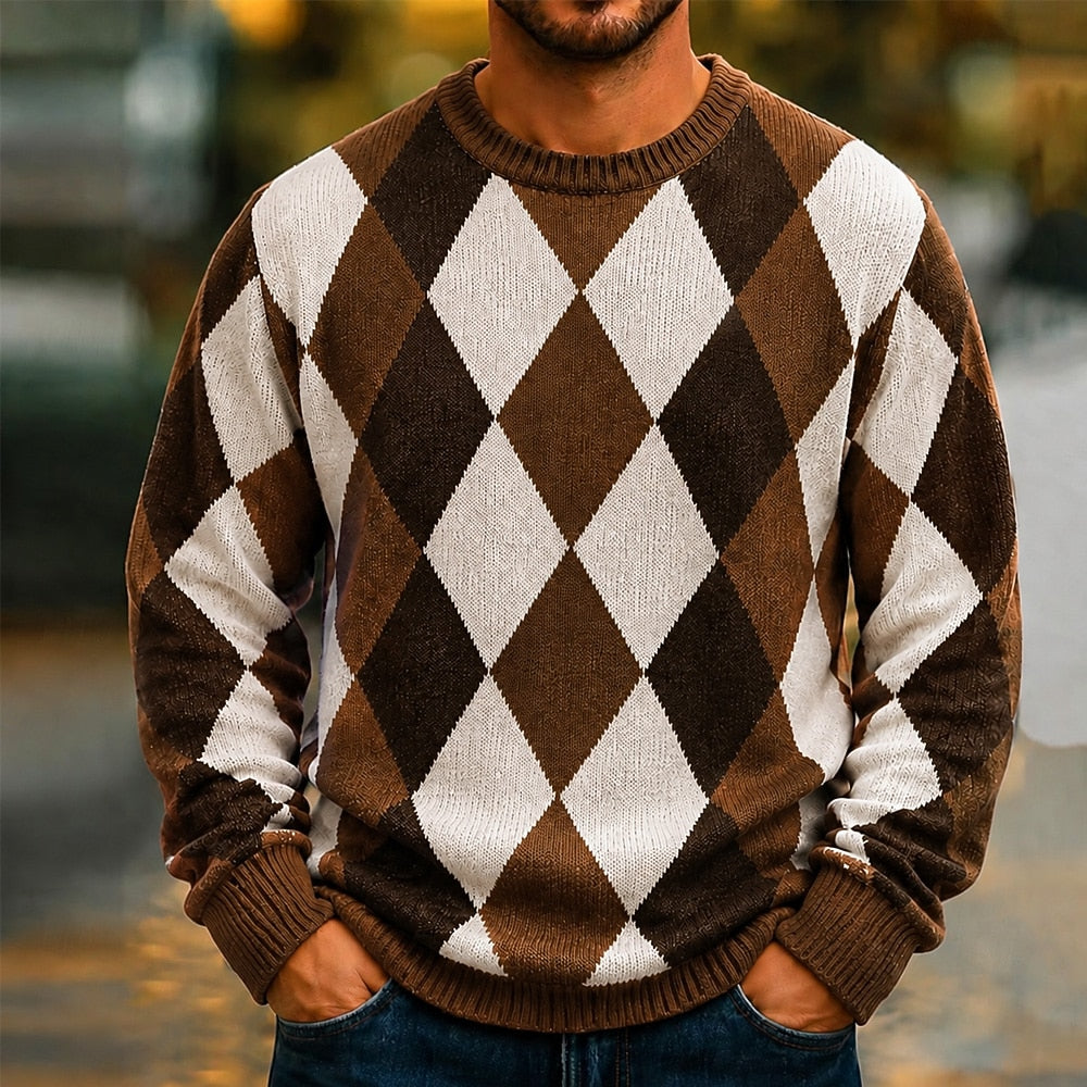 Classic Argyle Crew Neck Sweater