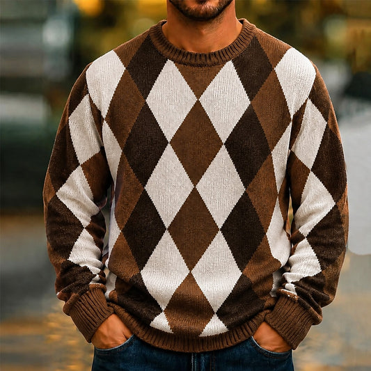 Classic Argyle Crew Neck Sweater