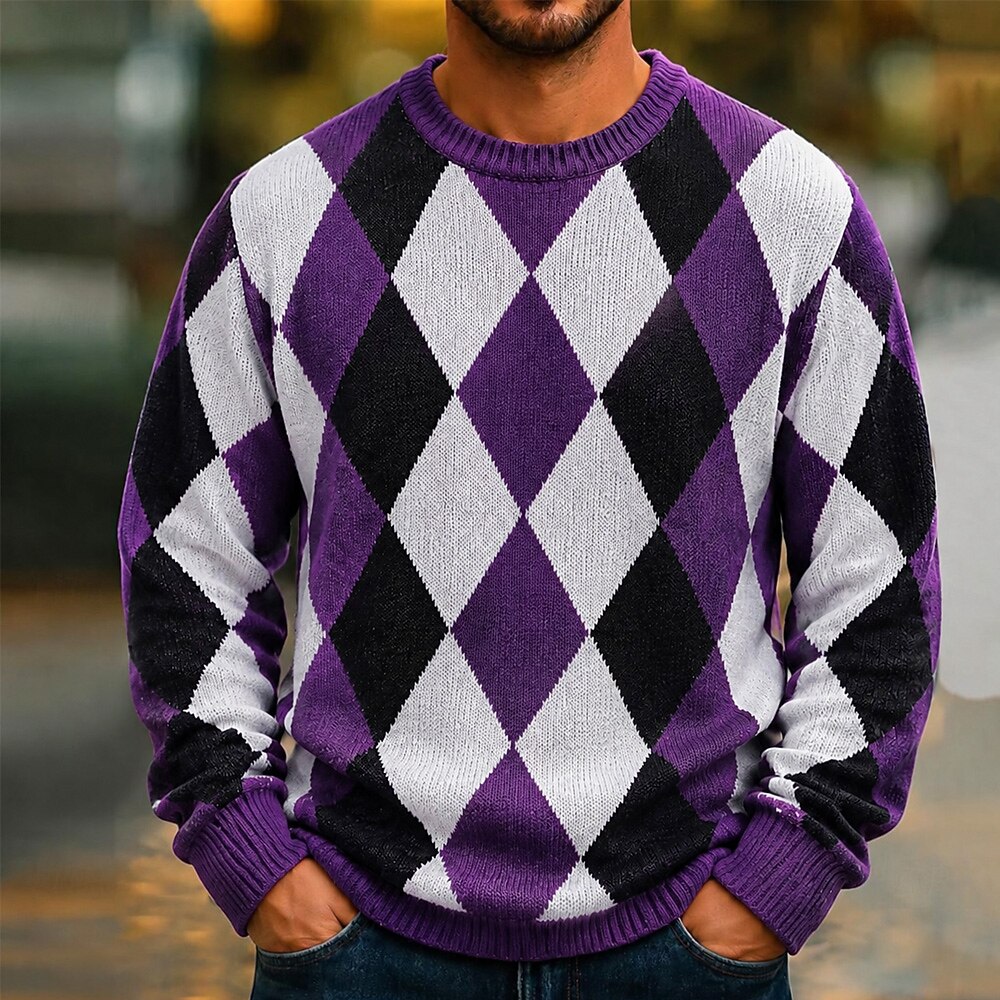 Classic Argyle Crew Neck Sweater