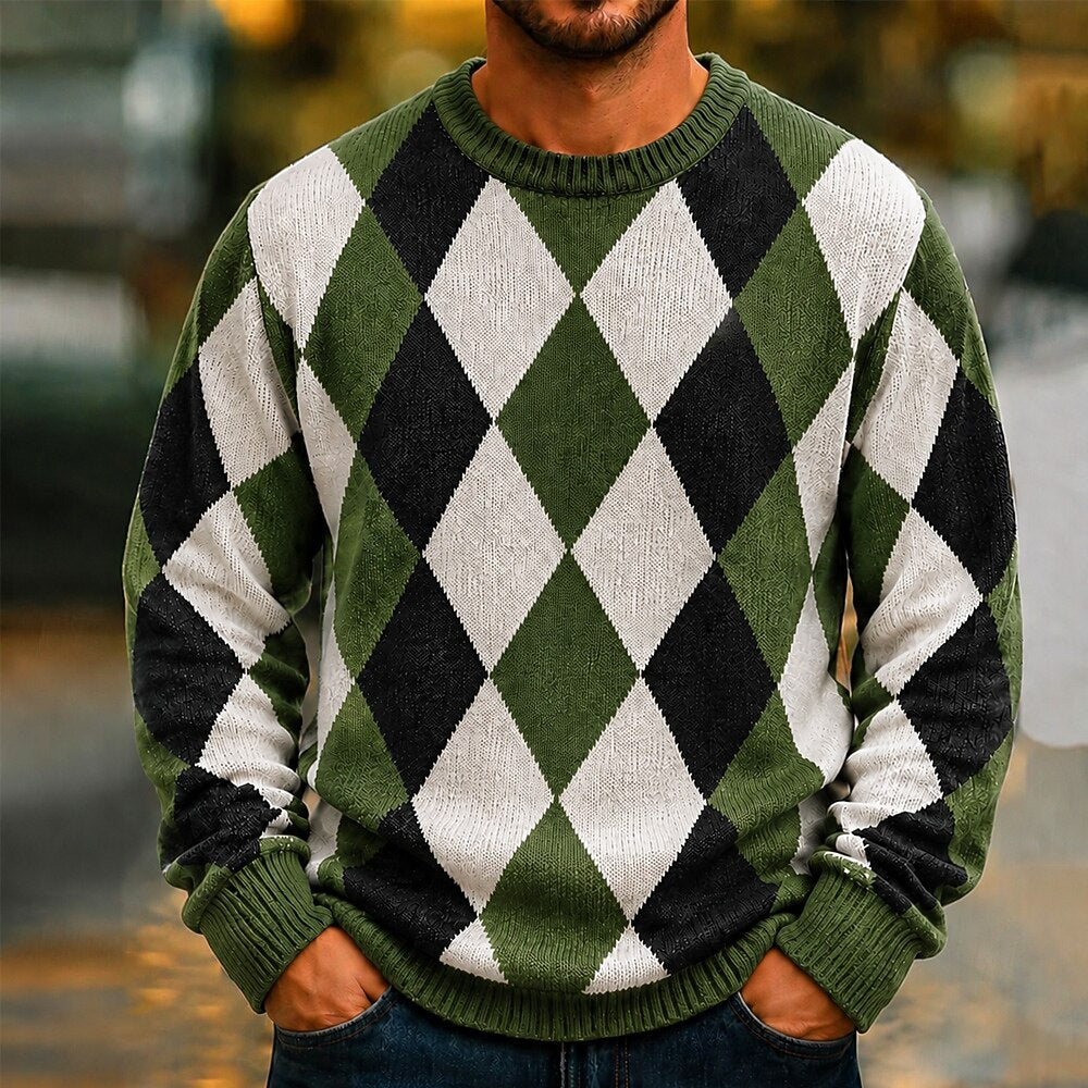 Classic Argyle Crew Neck Sweater