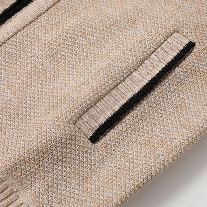 Slanted Pocket Stand-Collar Cardigan