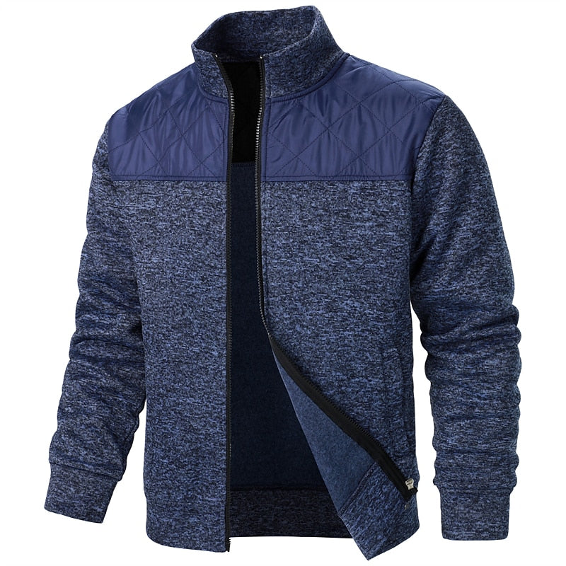 Contrast Yoke Zip Cardigan
