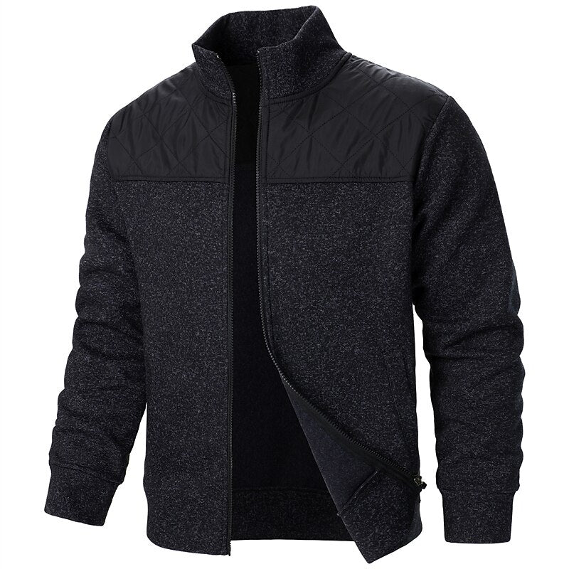 Contrast Yoke Zip Cardigan