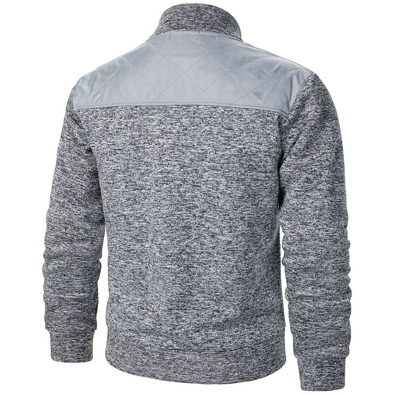 Contrast Yoke Zip Cardigan