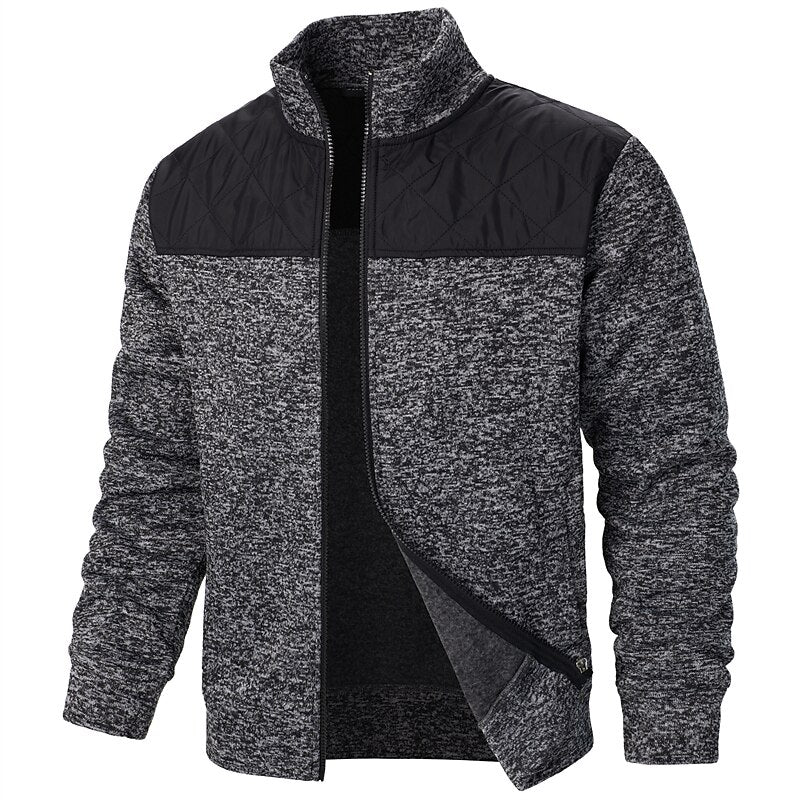 Contrast Yoke Zip Cardigan