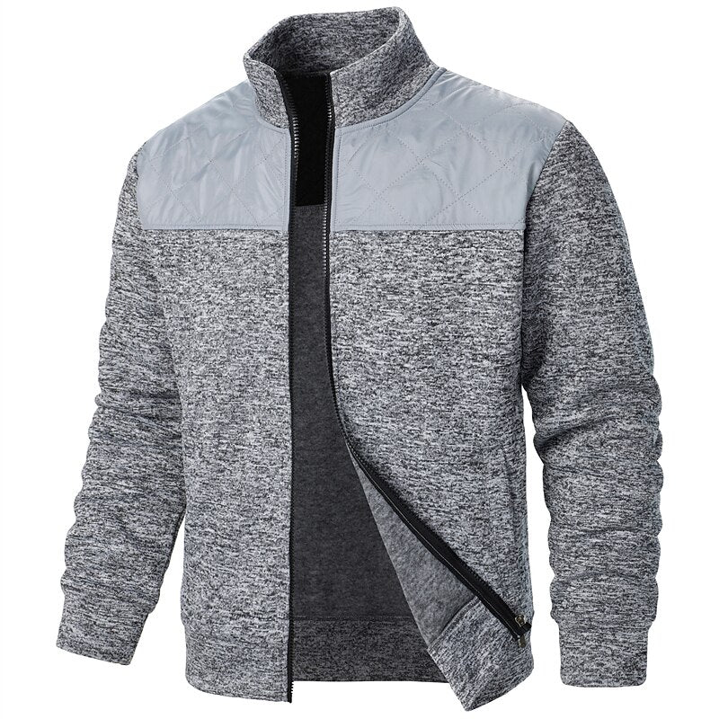 Contrast Yoke Zip Cardigan