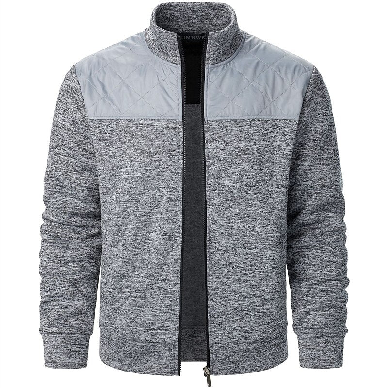 Contrast Yoke Zip Cardigan