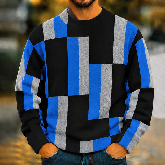 Modern Grid Block Sweater