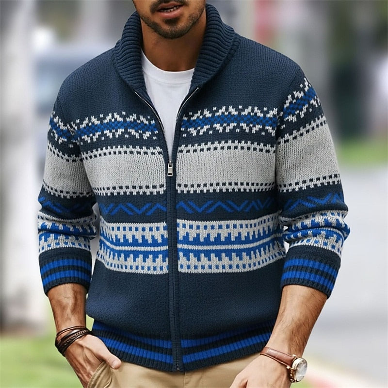 Nordic Stripe Zip Cardigan