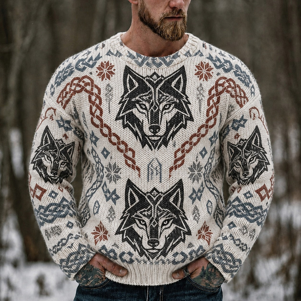 Norse Wolf Knotwork Sweater