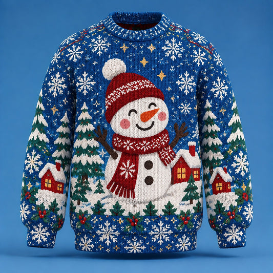 Smiling Snowman Winter Village Sweater