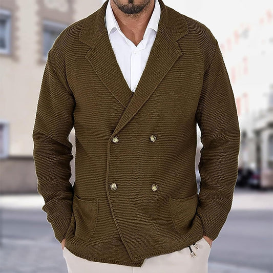 Double-Breasted Knit Blazer Cardigan