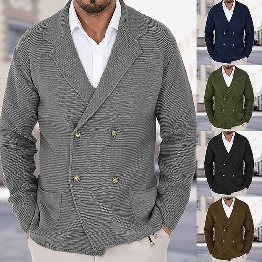 Double-Breasted Knit Blazer Cardigan