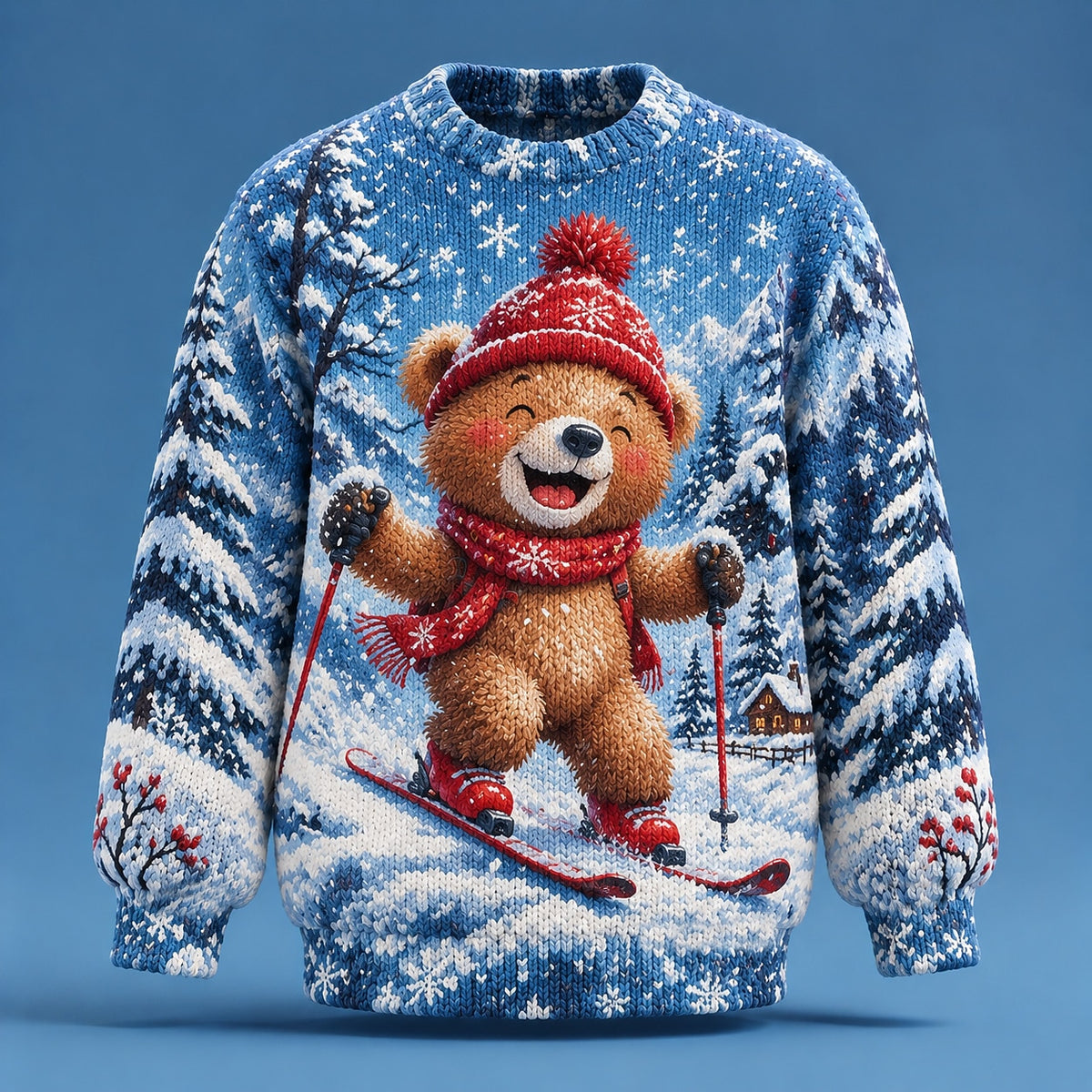 Skiing Bear Winter Sweater