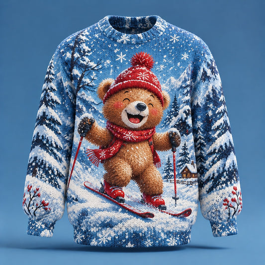 Skiing Bear Winter Sweater