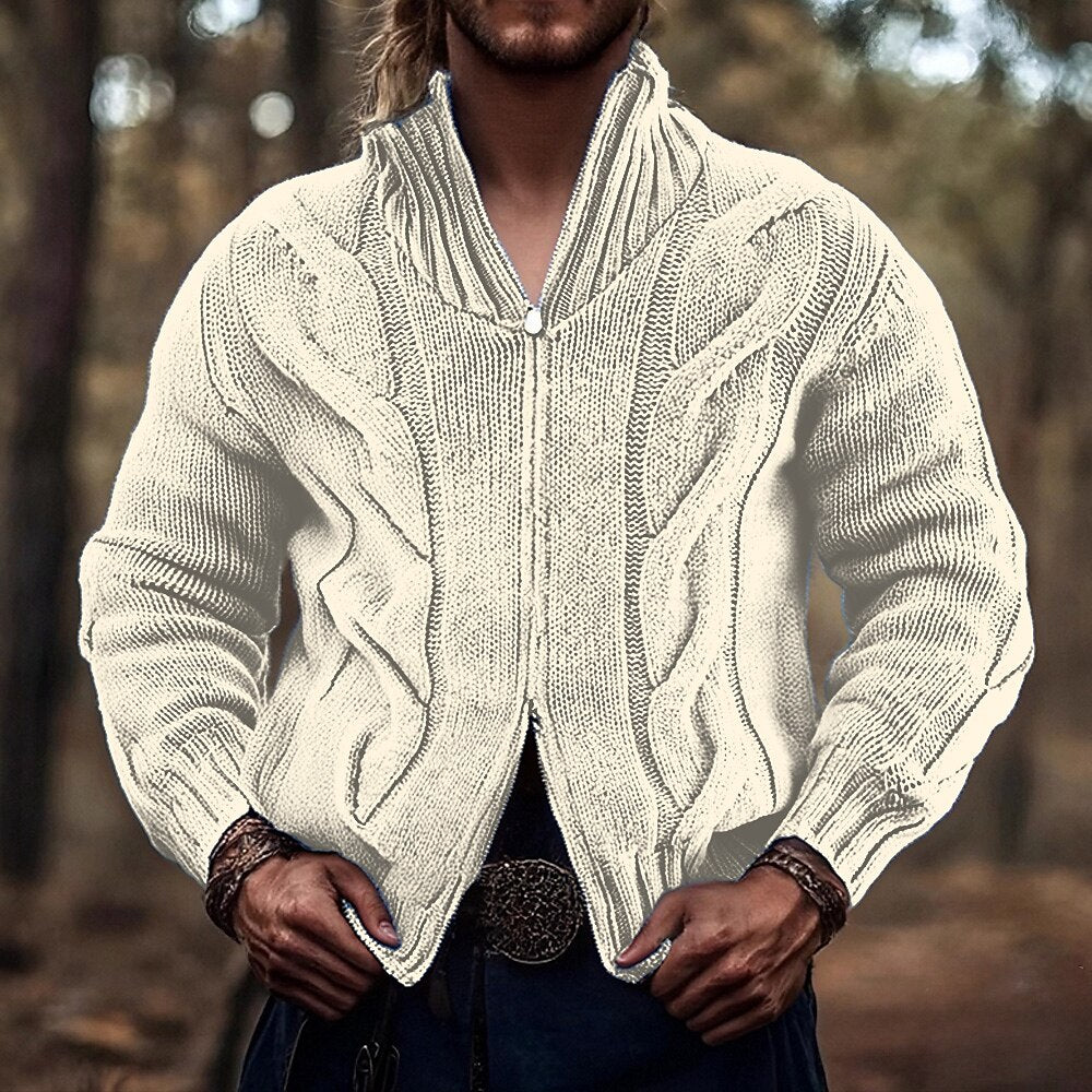 Cable Track Zip Cardigan