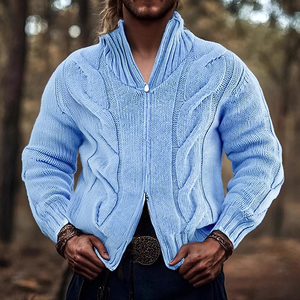 Cable Track Zip Cardigan