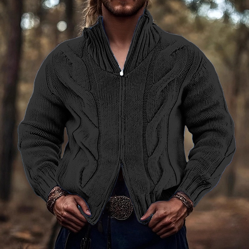 Cable Track Zip Cardigan