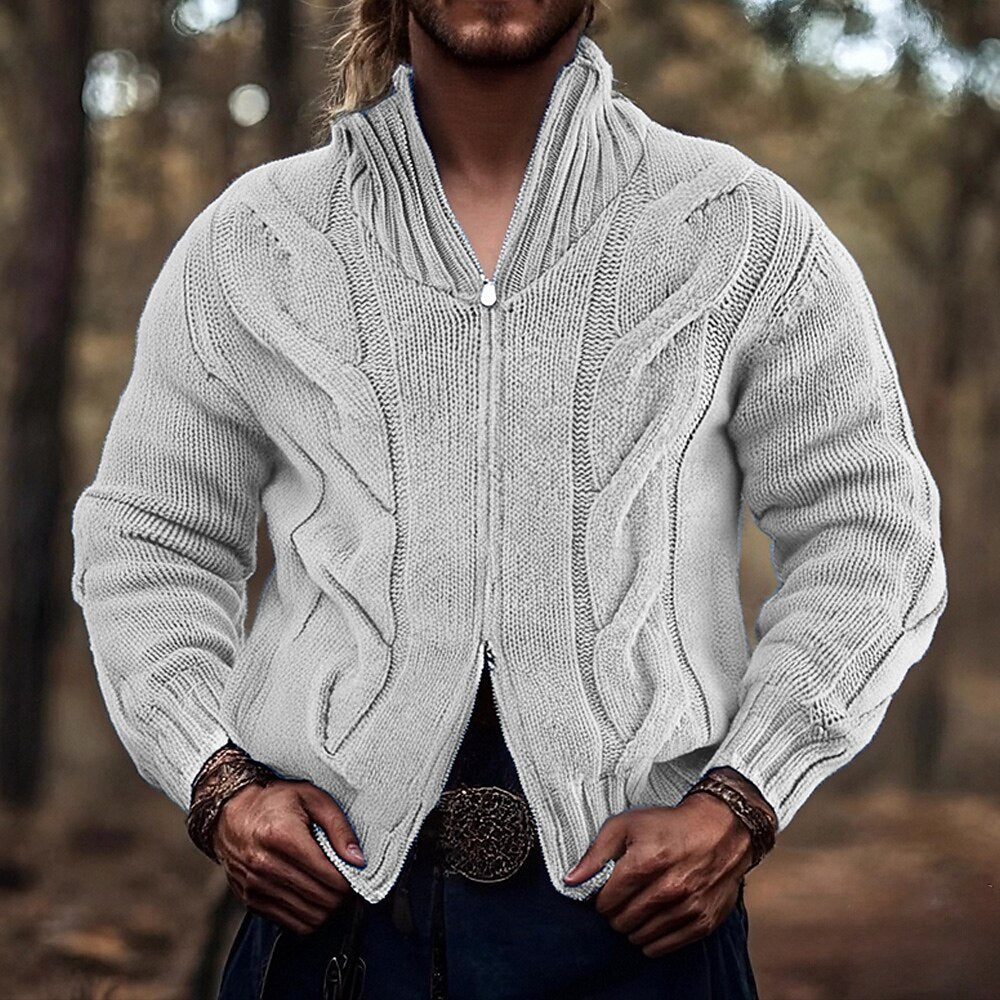 Cable Track Zip Cardigan
