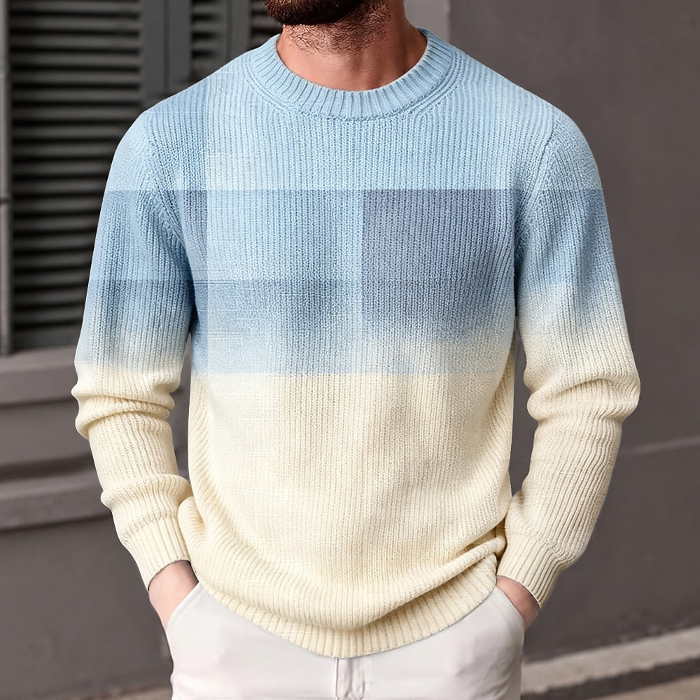 Faded Stripe Crew Neck Sweater