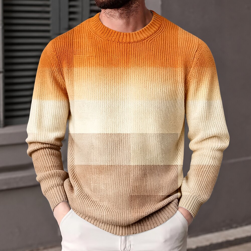 Faded Stripe Crew Neck Sweater